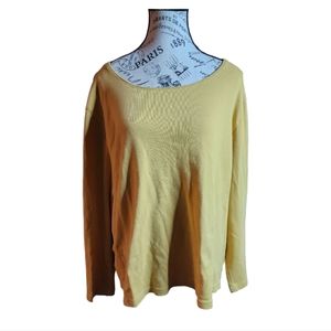 Karen Scott Yellow 3/4 length Sleeve Blouse 2X-Large